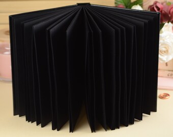 100 pages only! Black hardcover journal, black paper notebook A5, sketchbook, leather journal with logo, blackout journal, Christmas gifts
