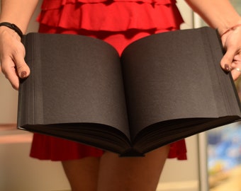 Personalised large journal for women, A4 hardcover journal, black paper notebook, Christmas gifts