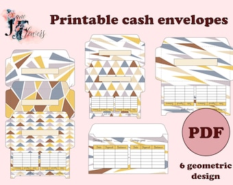 Printable cash envelopes with budget tracker, budget envelopes, money envelopes A6 PDF, horizontal cash envelope template + SVG for cricut