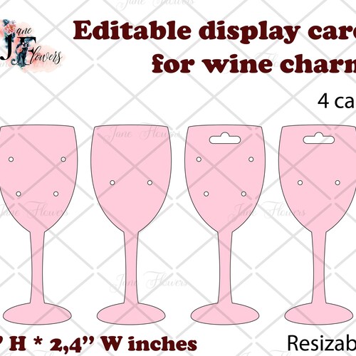 Editable Wine Charm Cards Wine Ring Holder Charming Display Etsy