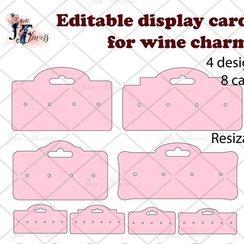 Editable Wine Charm Cards Wine Ring Holder Charming Display Etsy