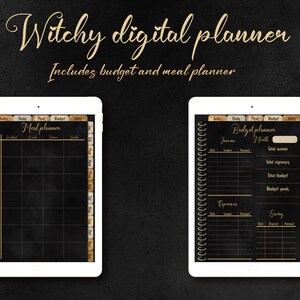Witchy Planner, Undated Dark Mode Weekly Digital Planner for Ipad, Goth ...