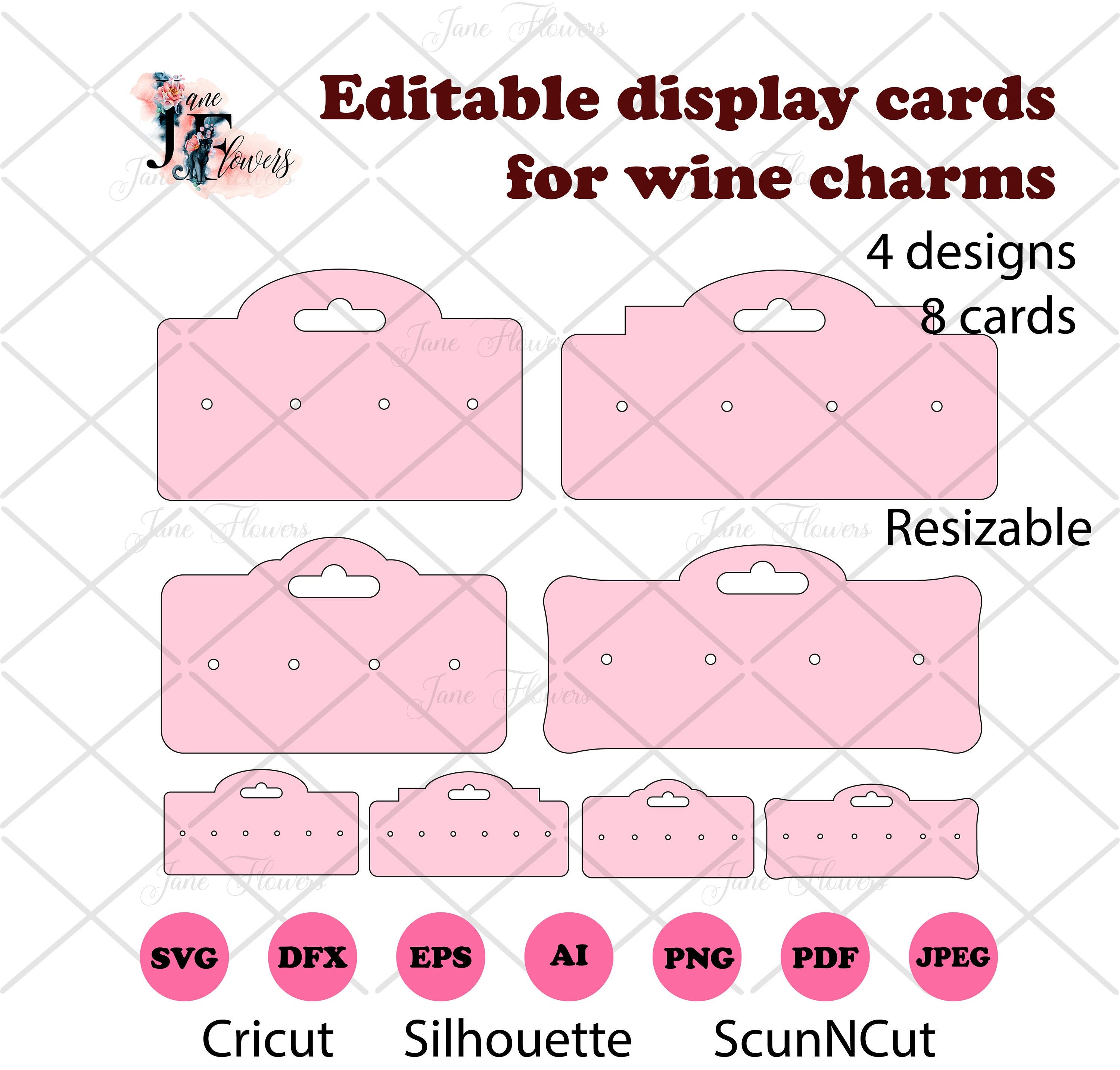 Editable Wine Charm Cards Wine Ring Holder Charming Display Etsy UK