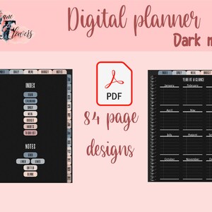 Undated Dark Mode Hyperlinked Digital Planner Start Sunday, Vertical ...