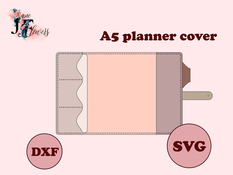 DIY Minimalist A5 Planer Cover, Kunstleder Journal Cover SVG, Planer Cover Muster, Discbound Notizbuch Cover Vorlage A5 Bild 1