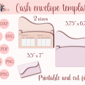 Modelo de envelope de dinheiro fofo svg, padrão de envelopes de orçamento svg, envelope de dinheiro Cricut, orçamento de dinheiro para impressão A6, envelopes de poupança pdf