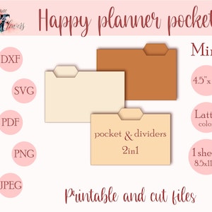 Divider mit Tasche für Mini Happy Planner, DIY Pocket Seiten für Happy Planner mini, Discbound Divider für Cricut, Tabs Templates SVG