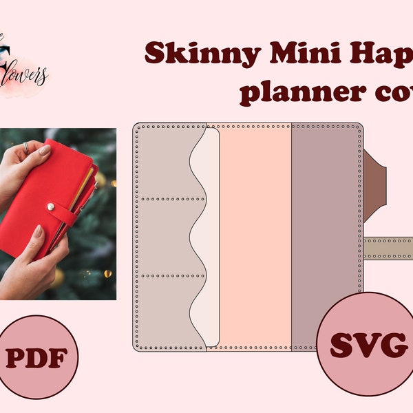 DIY minimalistischer Happy-Planer-Einband für Skinny Mini, Leder-Tagebuch-Einband SVG, Planer-Einband-Muster, Discbound-Notizbuch-Einband-Vorlage