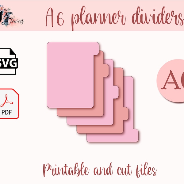 A6 Planner Tabs, Divider Pages, A6 Tabbed Dividers, Sezonly planner tabs, Dividers for Cricut, A6 side tabs templates, Cut journal tabs SVG