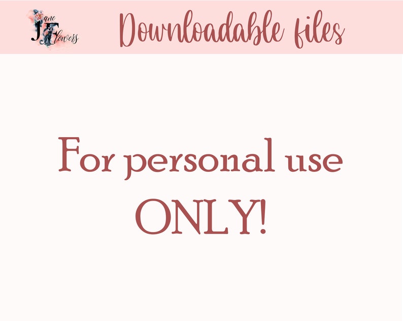 Puede incluir: Un fondo rosa y blanco con el texto "Downloadable files" en fuente cursiva negra. El texto "For personal use ONLY!" est&aacute; en fuente serif roja.