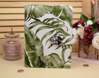 Tropical A5 fabric planner cover with 6 ring binder like filofax, textile refillable journal cover