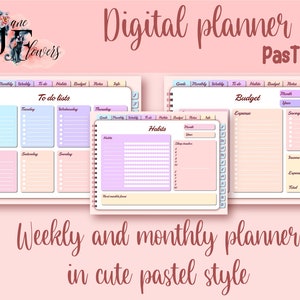 Undated digital planner for goodnotes, 2023 goodnotes planner, iPad weekly planner, monthly planner, iPad planner cute, pastel life planner