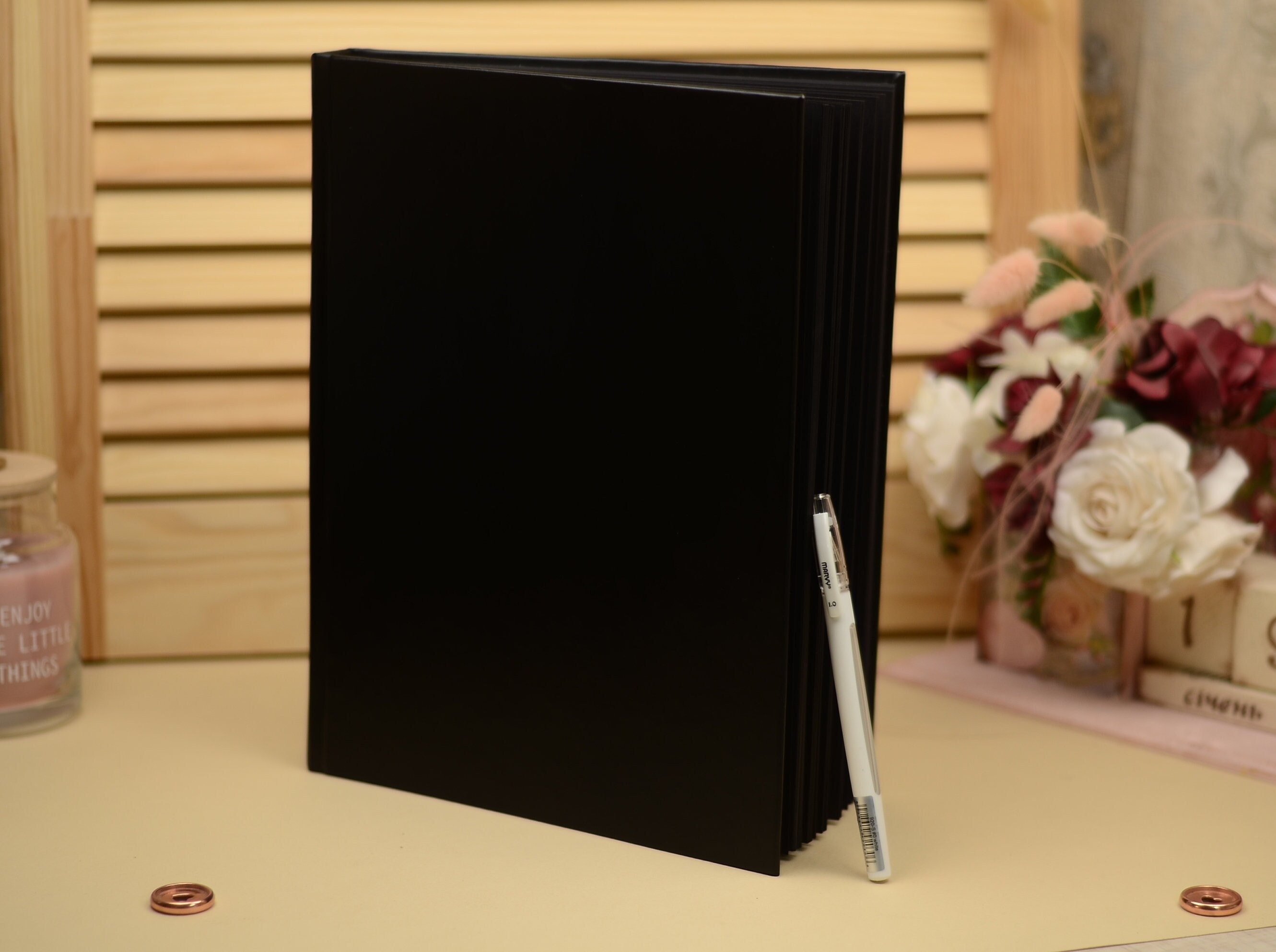 Large journal black paper notebook hardcover notebook letter Etsy