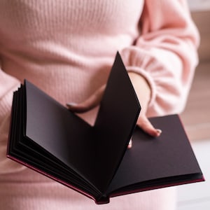 Hardcover notebook with black pages, black paper art journal, faux leather notebook, A5 Sketchbook included white ink pen, gift for him
