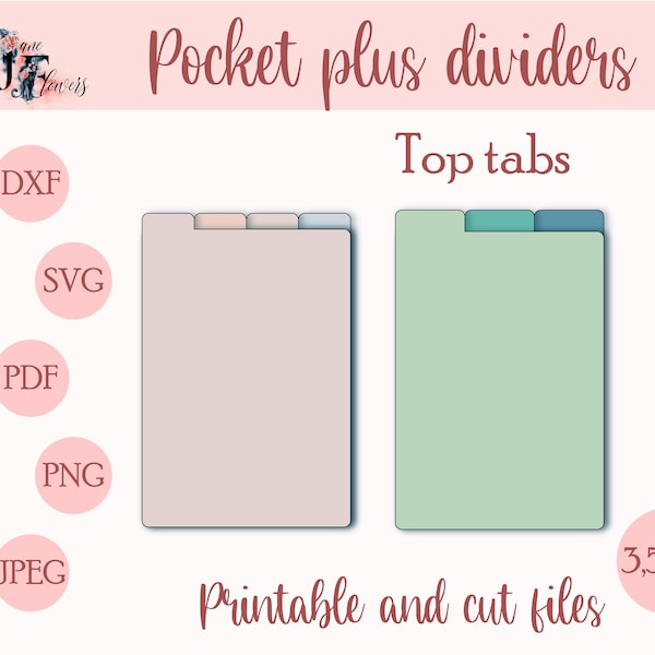 Top Tab Divider für Pocket Plus Planer Größe, Registered Divider Vorlagen SVG, Planer Tabs Printable, herunterladbare Teilerseiten mit Tabs