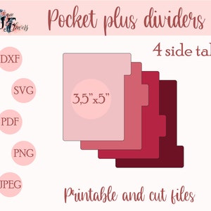 Pocket plus dividers templates SVG, planner dividers printable PDF, downloadable planner tabs, side tabs dividers pages, divider with tabs
