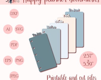 Classic Happy planner bookmark SVG template, disc bound page marker for Happy planner mini, Cricut tabs pattern, today page printable
