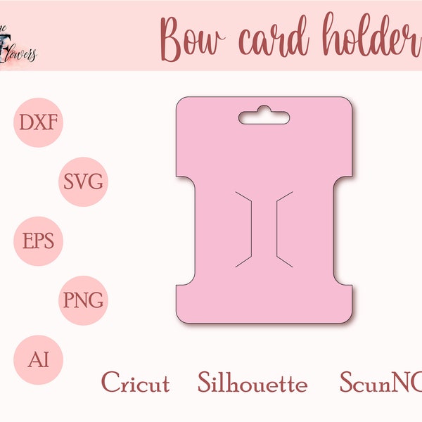 Hair bow card svg, Hair bow card template, Bow display card svg, Hair clip card svg, Bow card holder cut file, Bow card cricut