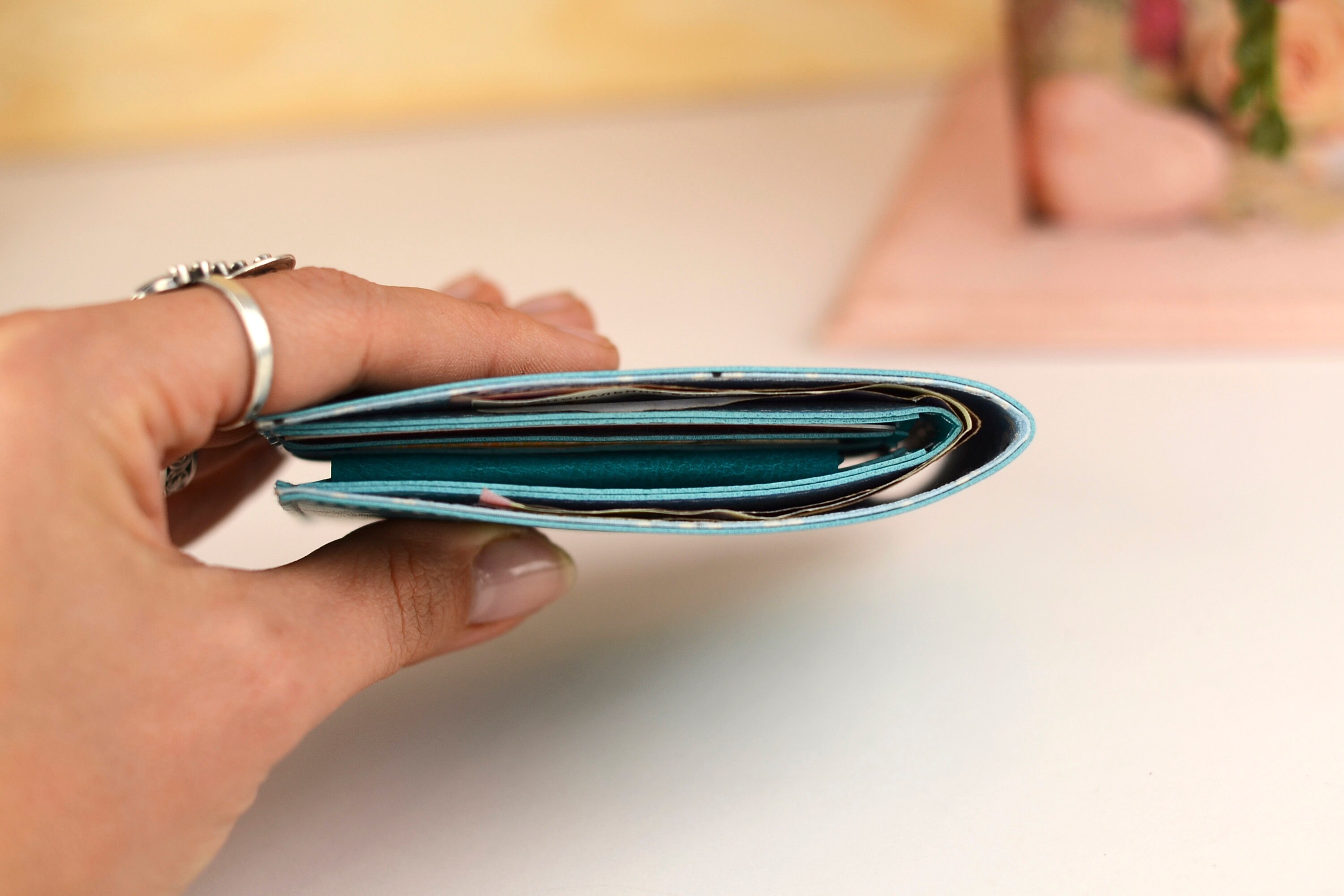 Small womens wallet with coin pocket mini compact billfold Etsy