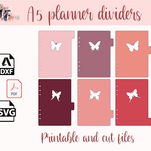 A5 Frühling Binder Teiler Vorlage Schnittdatei für Cricut, 6 Karteikarten Planer Trennseiten, druckbare Seitenlaschen Muster SVG, PDF Agenda Zubehör