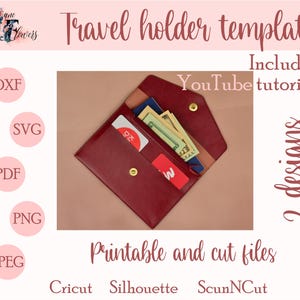 Patrón de portadocumentos minimalista, plantilla de monedero DIY, tarjetero, porta credencial, linda billetera SVG para Cricut, funda para pasaporte con bolsillo para monedas