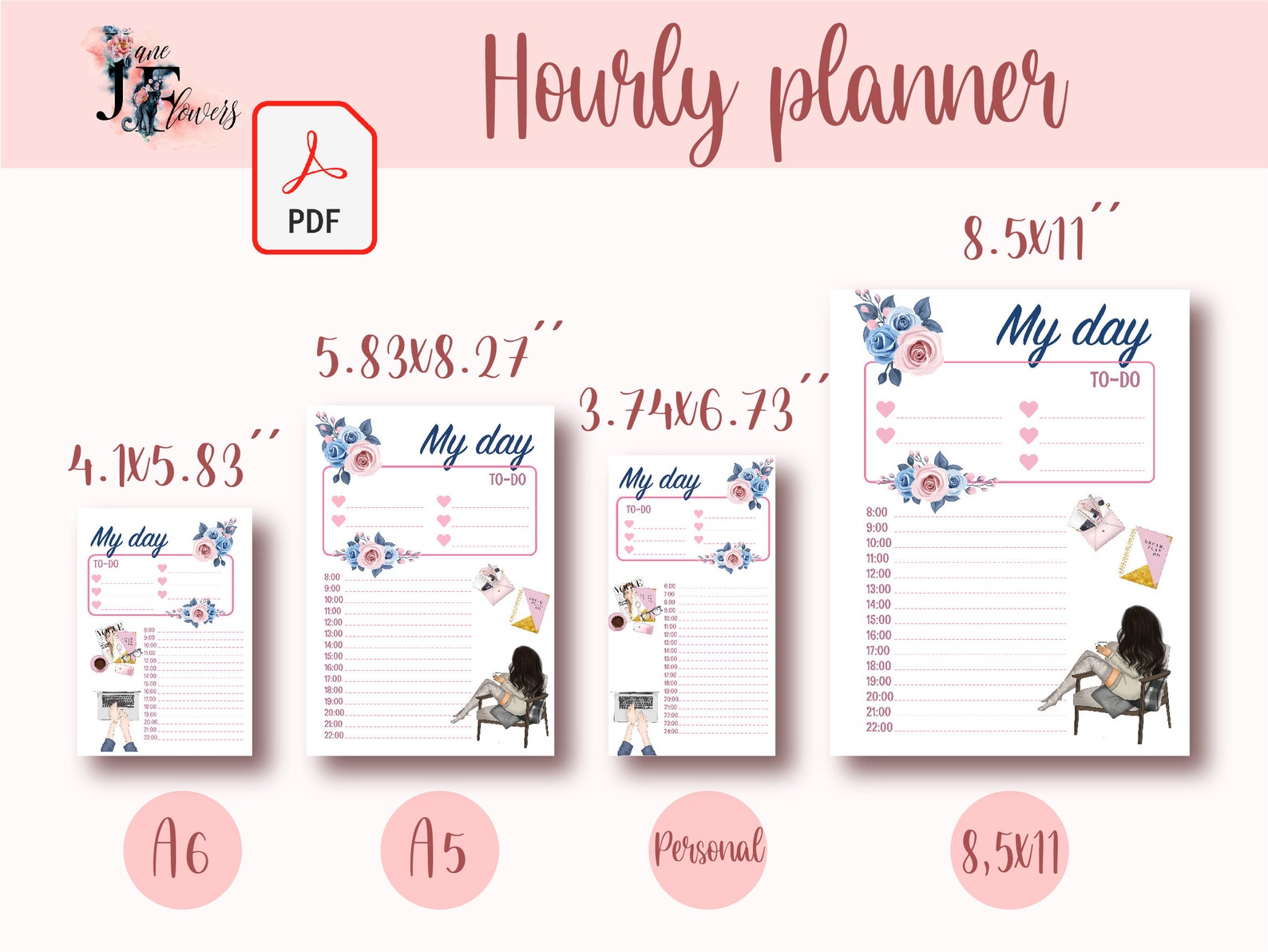 A5 Daily Planner Inserts Printables Undated Hourly Planner - Etsy