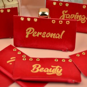 Buste portadenaro personalizzate in similpelle per raccoglitore di bilancio A6, buste per risparmiare denaro vegane, portafoglio personalizzato per contanti