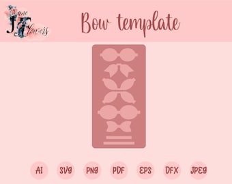 Baby bow SVG, leather bow template svg, bow pattern, hair bow svg template, bow cut file, girl accessories, felt hair bow, hair bow template