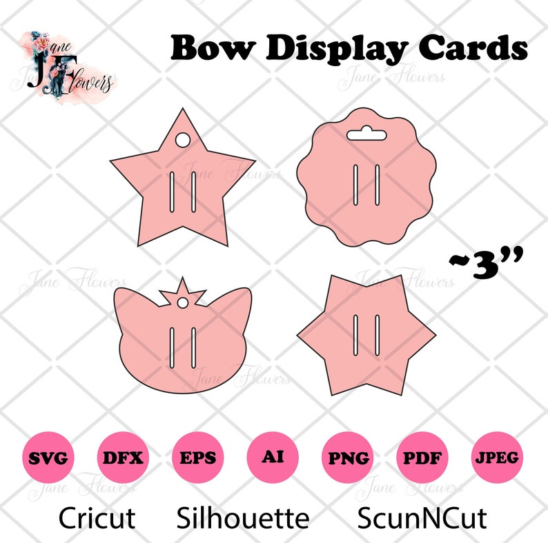 Hair bow card svg Hair bow card template Bow display card | Etsy