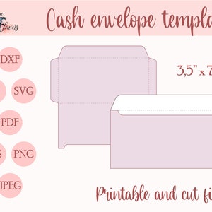 Leuke cash envelop sjabloon svg, budget enveloppen patroon SVG, Cricut geld envelop DXF schattige A6 afdrukbare envelop pdf, envelop downloaden