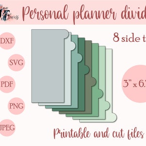 Personal planner tabs, side tab divider pages, personal tabbed dividers, budget planner tabs, dividers for Cricut, side tabs templates SVG
