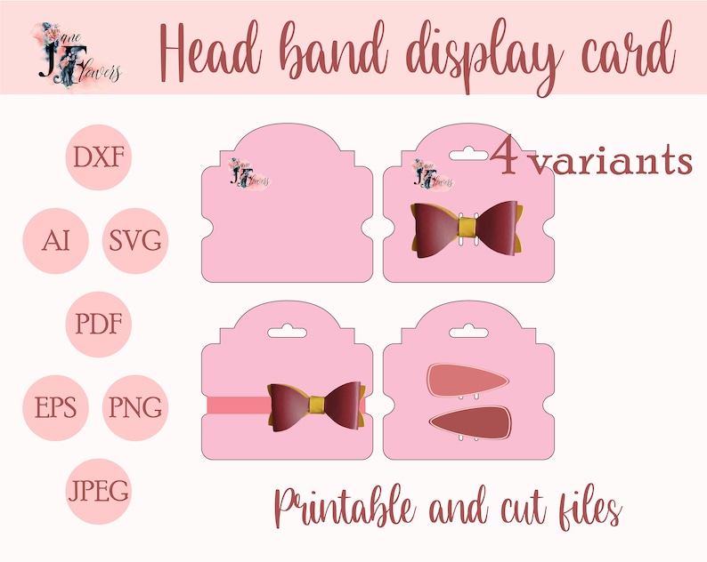 Hair Bow Display Card Template Svg Head Band Holder Hair Bow Etsy
