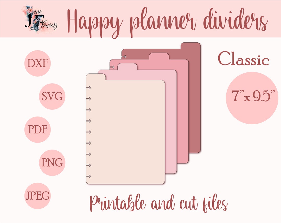 DIY 4 Top Dividers for Classic Happy Planner, Divider Pages, Discbound