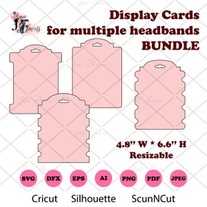 Headband Display cards template svg dxf png ai files, Hair clip card holder for multiple Headbands