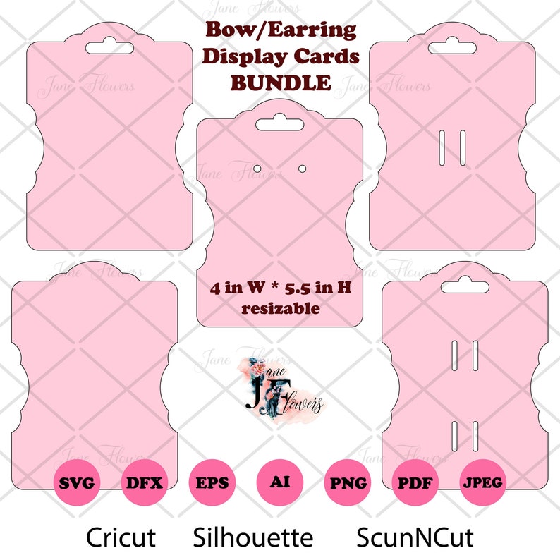 Download Hair bow card svg SVG Earring Display Card Bow bundle ...