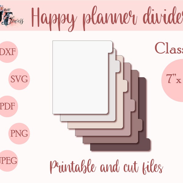Monthly dividers for Classic Happy planner, 6 side tabs for Happy planner classic, DIY discbound dividers for Cricut, tab templates SVG, PDF