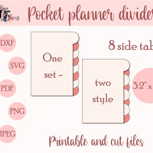 Pocket Planner Dividers: Side Tab Template, SVG, PDF (Digital Download)