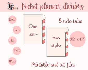 Pocket Planner Dividers: Side Tab Template, SVG, PDF (Digital Download)
