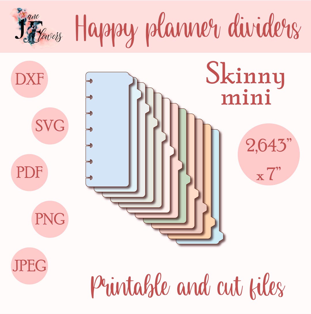 12 Monthly Dividers for Skinny Mini Happy Planner Inserts, Supplies for ...