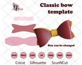 Classic bow template svg, bow pattern, hair bow svg, bow cut file, hair accessories, felt hair bow, faux leather bow SVG, cricut template