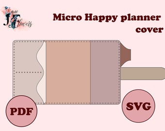 DIY Minimalist Happy Planer Cover für Micro Notes, niedliches Leder Journal Cover SVG, Planer Cover Muster, Discbound Notebook Cover Template