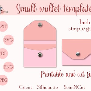 Cartera pequeña para mujer SVG, plantilla de cartera tipo sobre, monedero delgado, billetera, monedero PDF, cartera minimalista, cartera para mujer, hazlo tú mismo