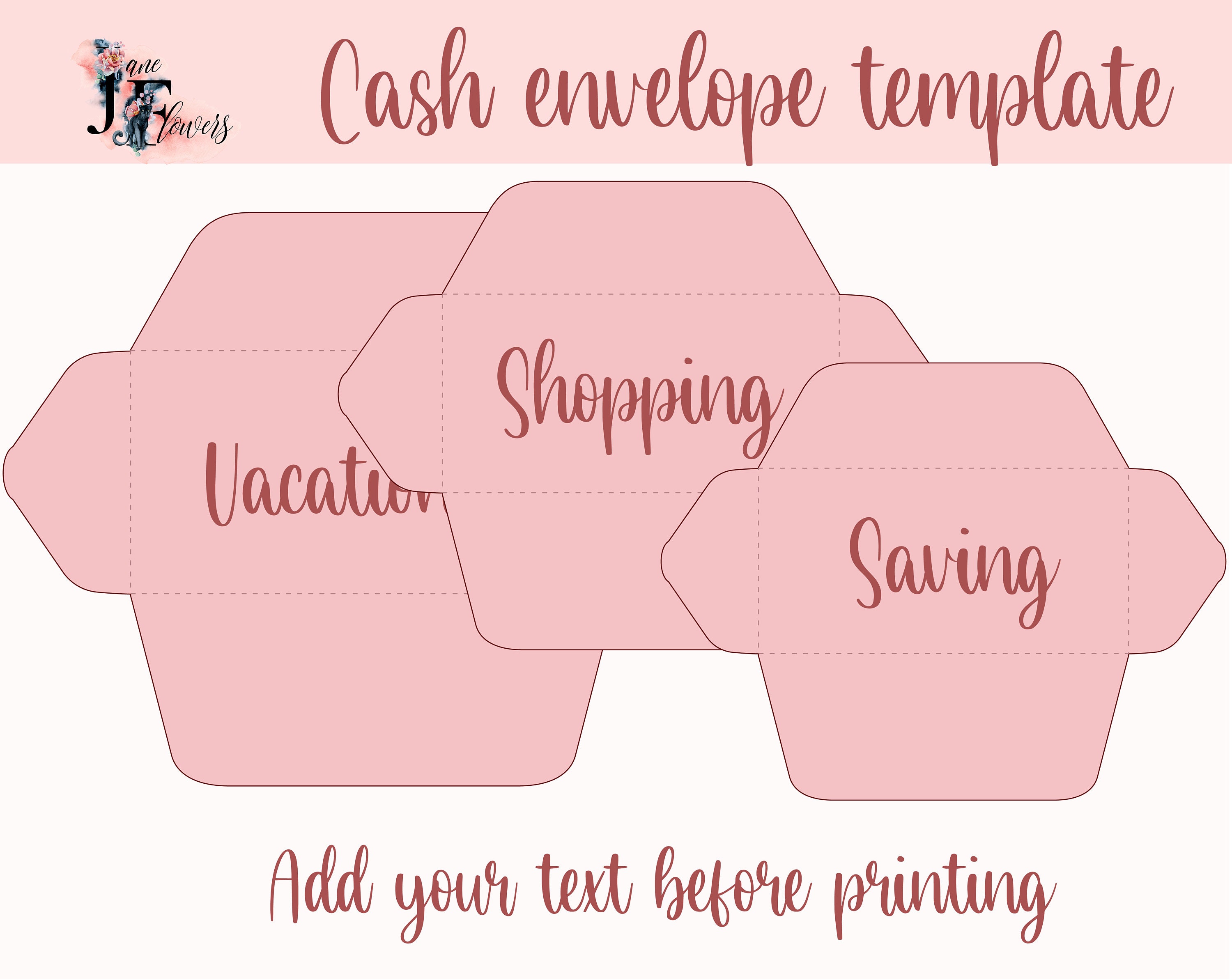 Cute Cash Envelope Template Svg Budget Envelopes Pattern SVG Etsy