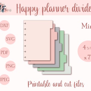 Mini Happy Planner Teiler SVG, DIY Saisonteiler Muster für Happy Planner mini, Cricut Discbound Divider, druckbare Planer Lieferungen