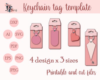 Sleutelhanger tag tamplate, keycord display card SVG, sjabloon voor pakket sleutelhanger/lanyard, sleutelhanger houder kaarten, keyring display card