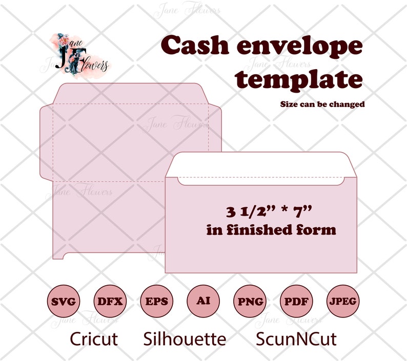 Cute Cash Envelope Template Svg Budget Envelopes Pattern SVG Etsy