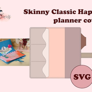 DIY minimalistisches Happy Planer Cover für Skinny Classic, Leder Journal Cover SVG, Planer Cover Muster, Discbound Notebook Cover Template