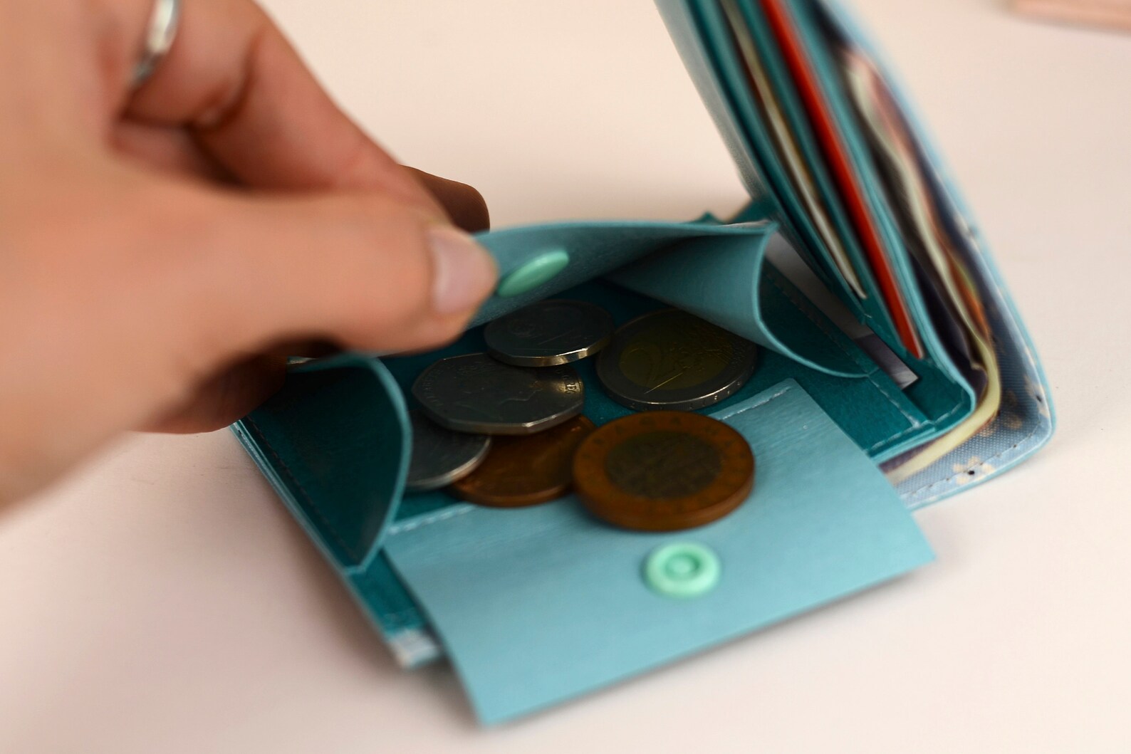 Small womens wallet with coin pocket mini compact billfold Etsy