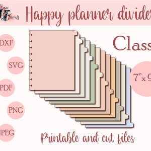 12 monthly dividers for Classic Happy planner inserts, supplies for Happy planner classic, discbound dividers for Cricut, tabs templates SVG