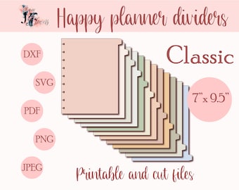 12 monthly dividers for Classic Happy planner inserts, supplies for Happy planner classic, discbound dividers for Cricut, tabs templates SVG